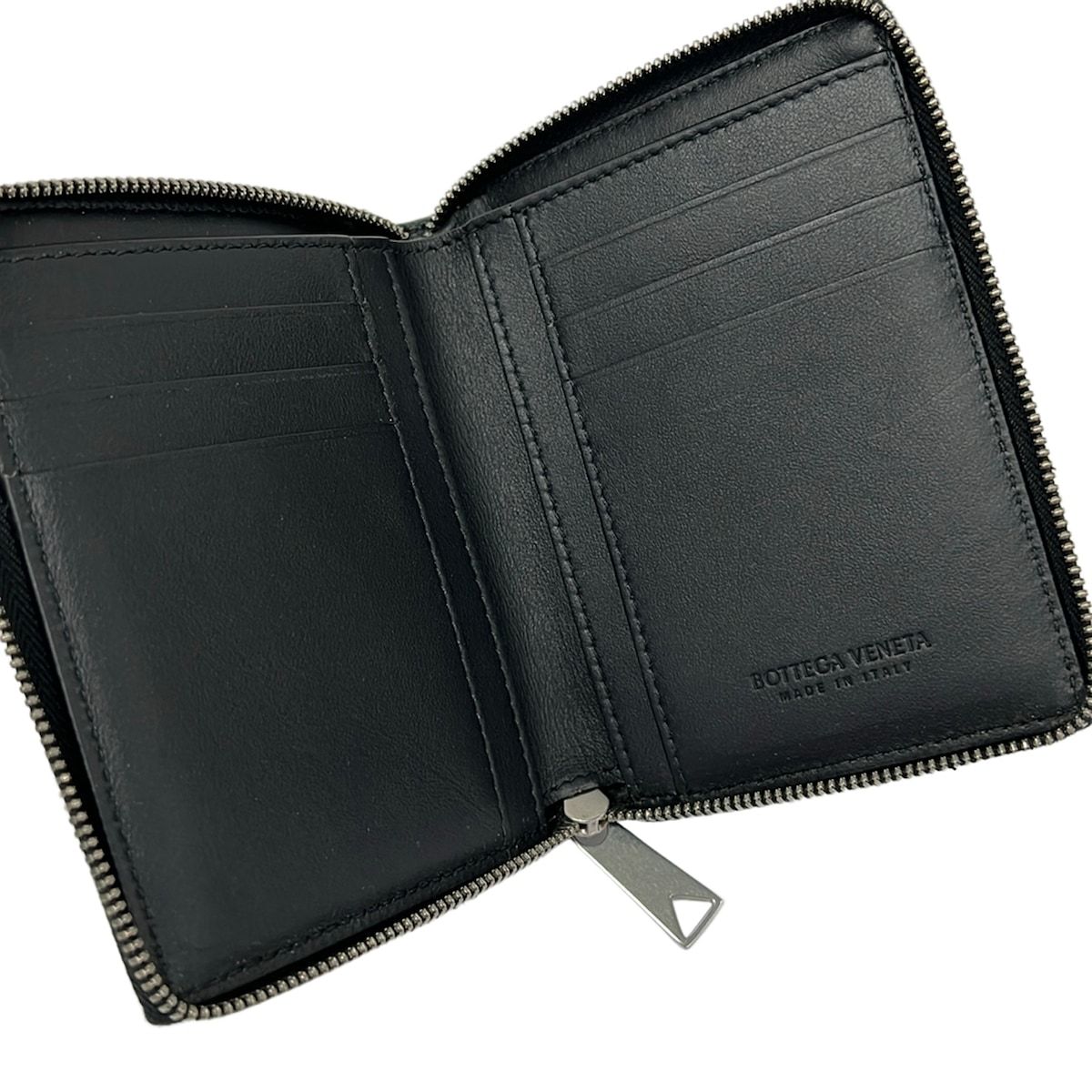 Bottega Veneta Billfold Cassette Black Green Zip Around Leather Wallet — view 3