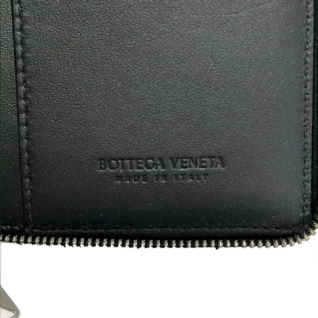 Bottega Veneta Billfold Cassette Black Green Zip Around Leather Wallet — view 5