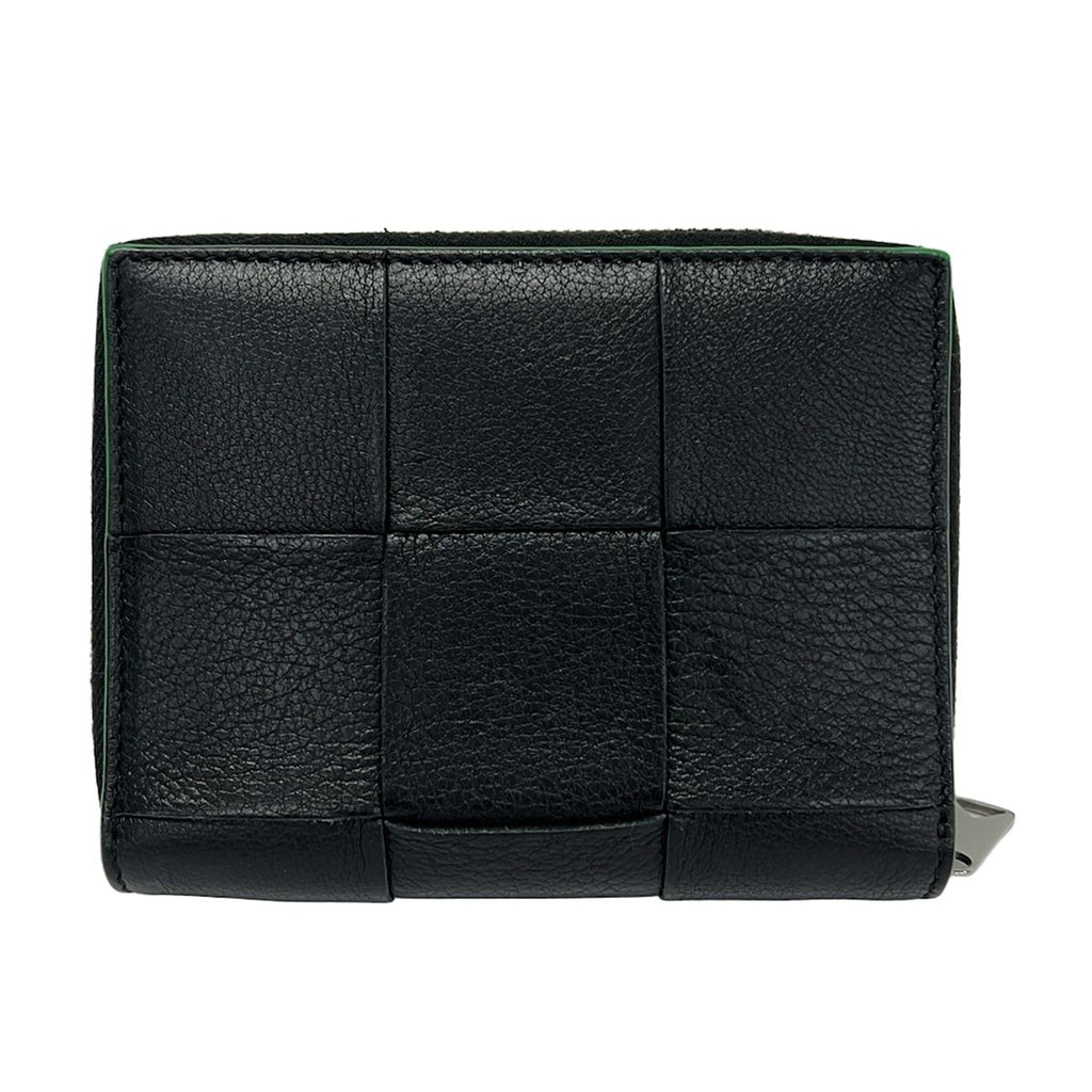 Bottega Veneta Billfold Cassette Black Green Zip Around Leather Wallet — view 2