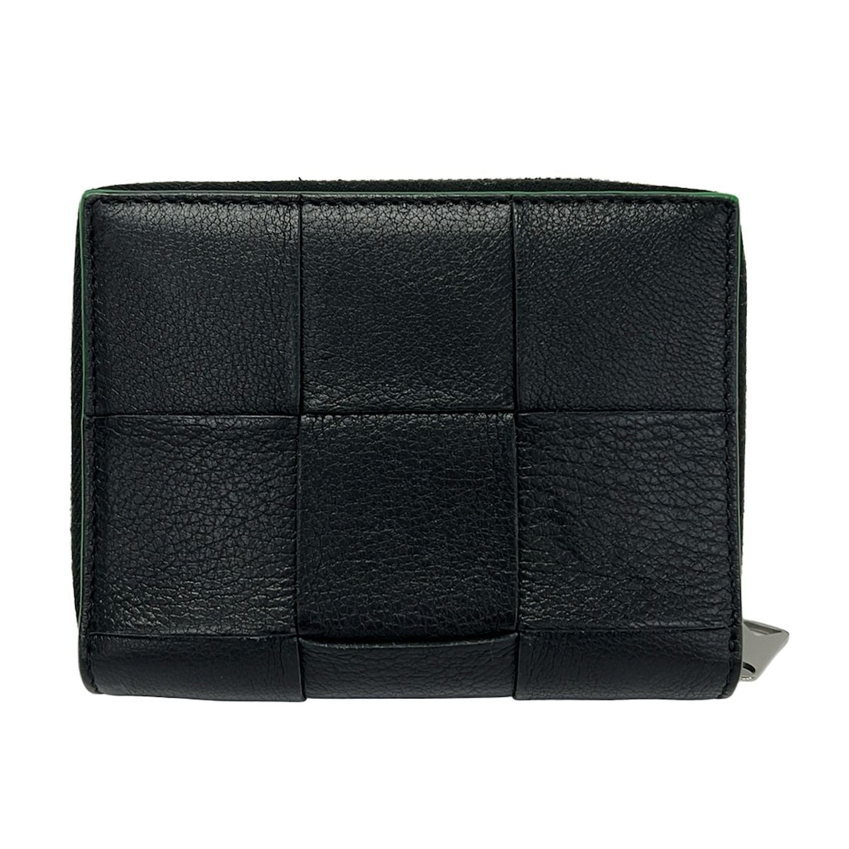 Bottega Veneta Billfold Cassette Black Green Zip Around Leather Wallet — view 2