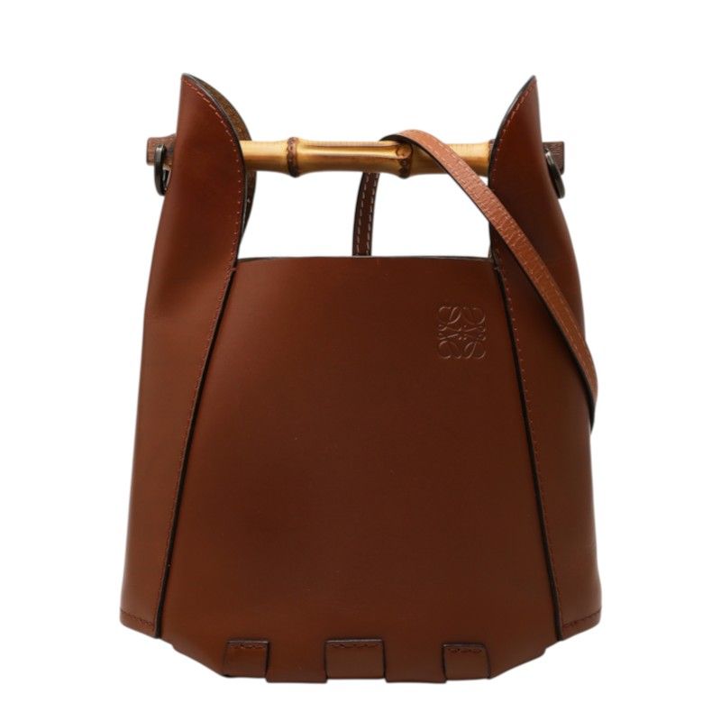 Loewe Anagram Bamboo Bucket Bag 2-Way Brown Leather