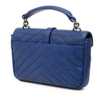 Saint Laurent YSL Logo Carre Mini Chain Shoulder Bag Blue Leather — view 2