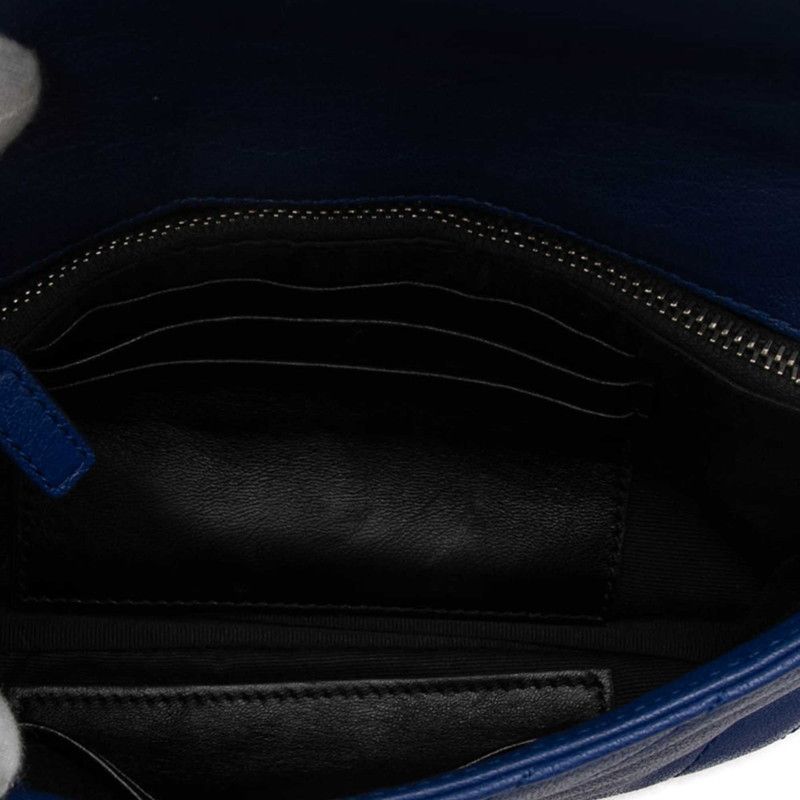 Saint Laurent YSL Logo Carre Mini Chain Shoulder Bag Blue Leather — view 4
