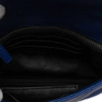 Saint Laurent YSL Logo Carre Mini Chain Shoulder Bag Blue Leather — view 4