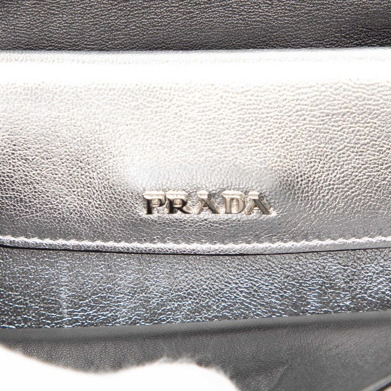 Prada Chain 2-Way Shoulder Bag Silver Leather — view 7