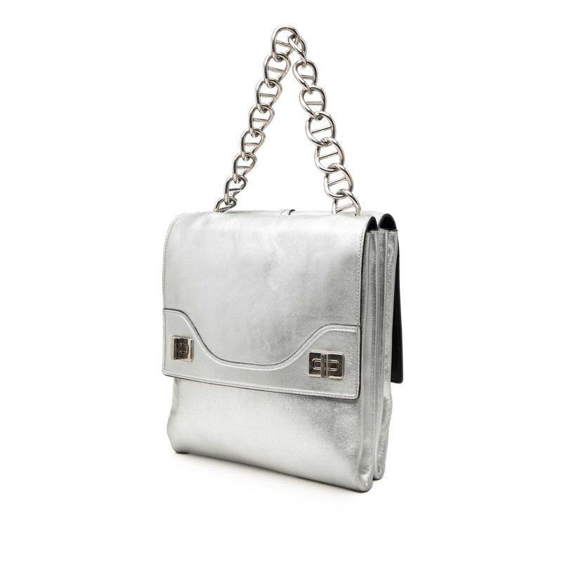 Prada Chain 2-Way Shoulder Bag Silver Leather — view 2