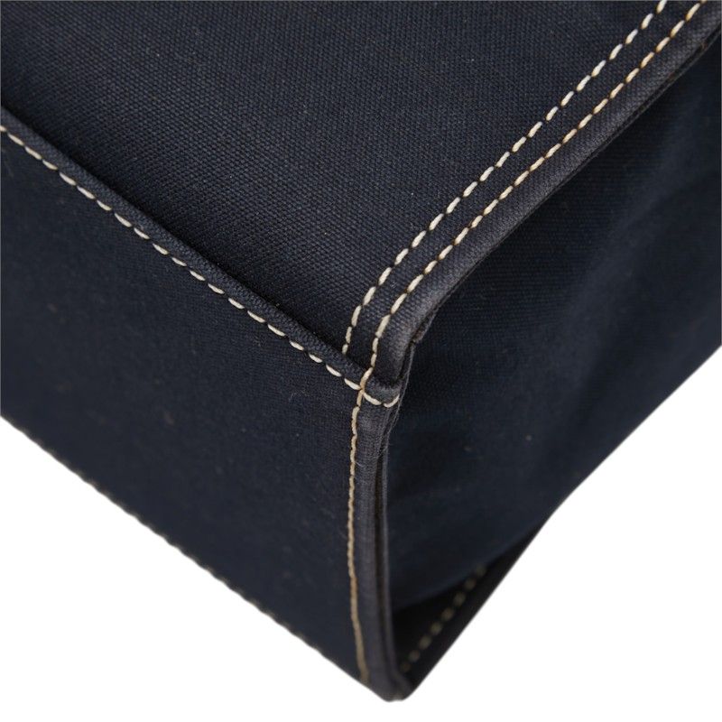 Fendi FF Logo Buckle Tote Shoulder Bag Navy Canvas — view 4