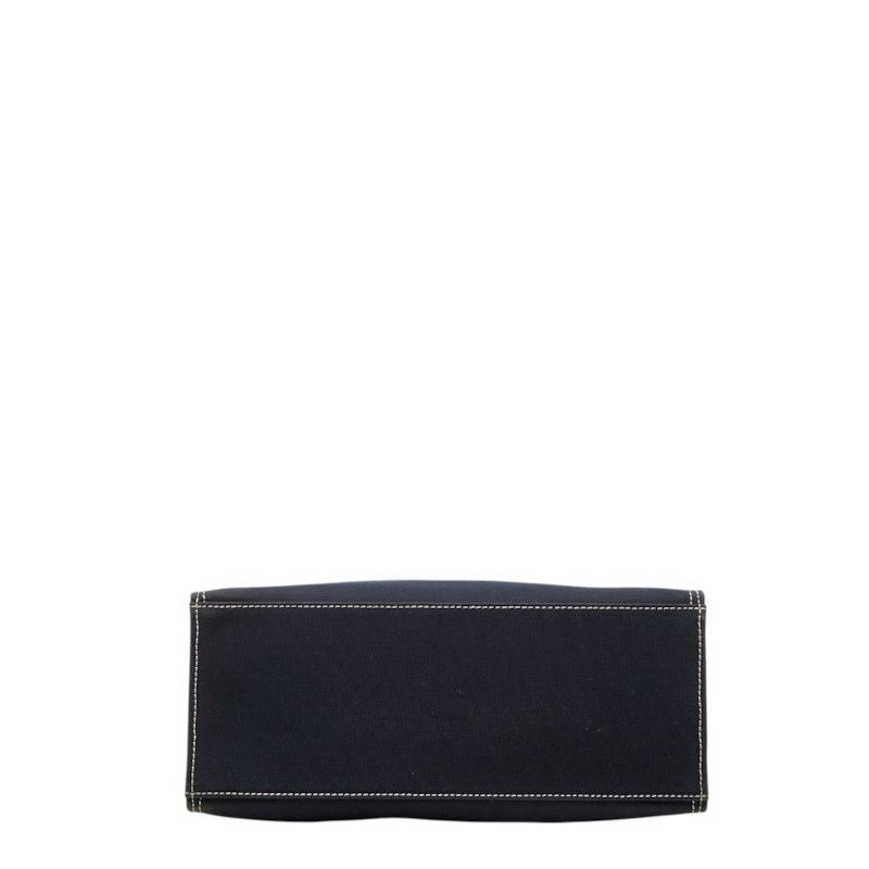 Fendi FF Logo Buckle Tote Shoulder Bag Navy Canvas — view 3
