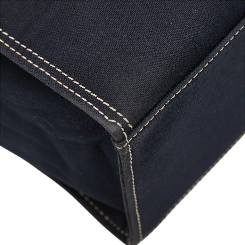 Fendi FF Logo Buckle Tote Shoulder Bag Navy Canvas — view 5