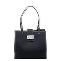 Fendi FF Logo Buckle Tote Shoulder Bag Navy Canvas