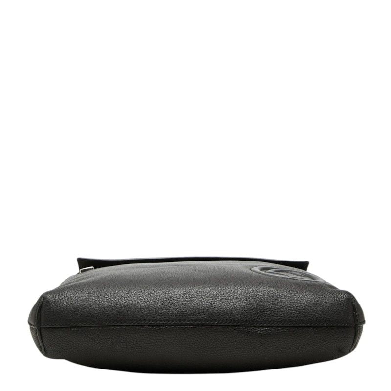 Gucci Interlocking G Crossbody Shoulder Bag Black Leather — view 3