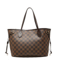 Louis Vuitton Damier Neverfull PM Tote Shoulder Bag Brown Cerise Red Leather