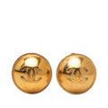 Chanel CC Logo Round Vintage Earrings 95P Gold Plated