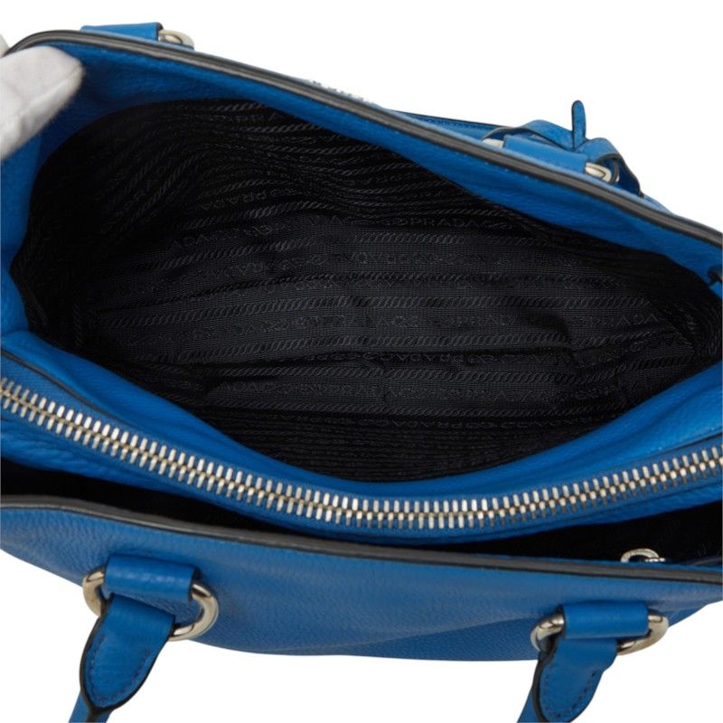 Prada Vitello Daino Tote Bag Blue Leather — view 8