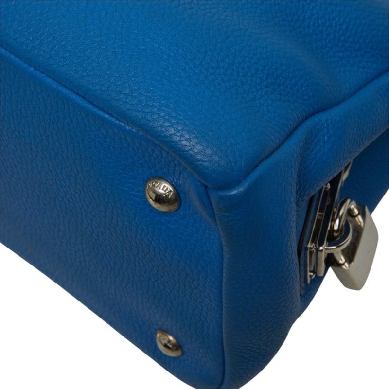 Prada Vitello Daino Tote Bag Blue Leather — view 6