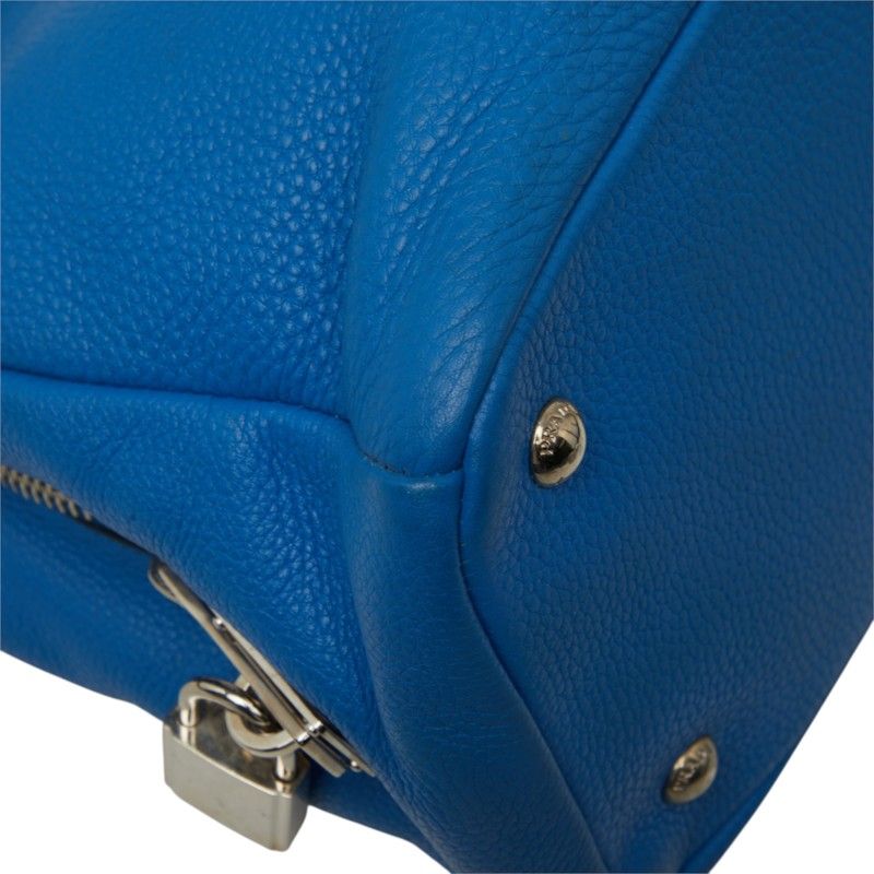 Prada Vitello Daino Tote Bag Blue Leather — view 5
