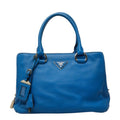 Prada Vitello Daino Tote Bag Blue Leather