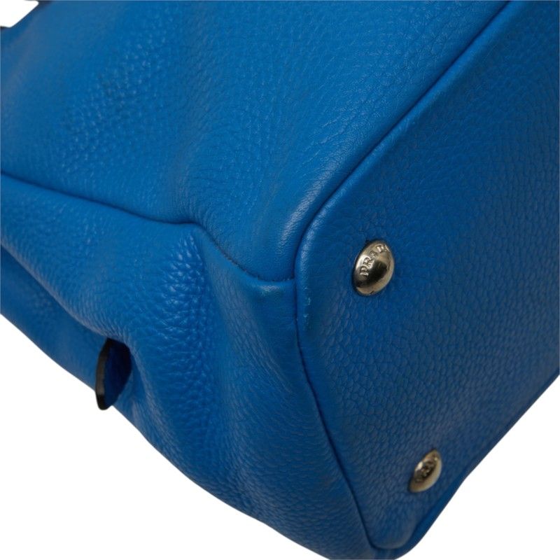 Prada Vitello Daino Tote Bag Blue Leather — view 7