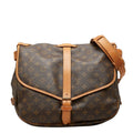 Louis Vuitton Monogram Saumur 35 Crossbody Shoulder Bag Brown Leather