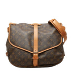 Louis Vuitton Monogram Saumur 35 Crossbody Shoulder Bag Brown Leather