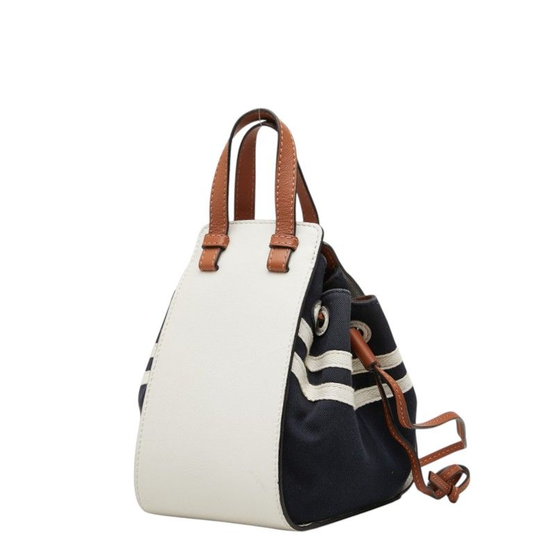 Loewe Anagram Hammock Sailor Small 2-Way Shoulder Bag White Navy Canvas Leather — view 2