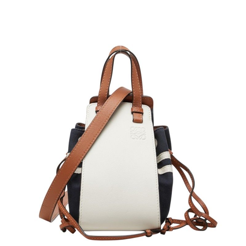 Loewe Anagram Hammock Sailor Small 2-Way Shoulder Bag White Navy Canvas Leather