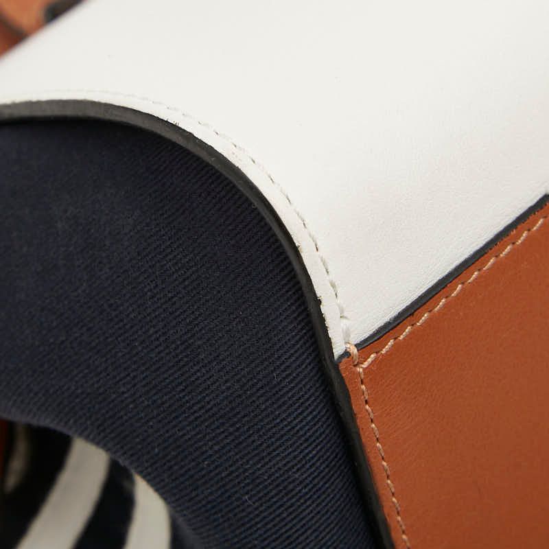 Loewe Anagram Hammock Sailor Small 2-Way Shoulder Bag White Navy Canvas Leather — view 7