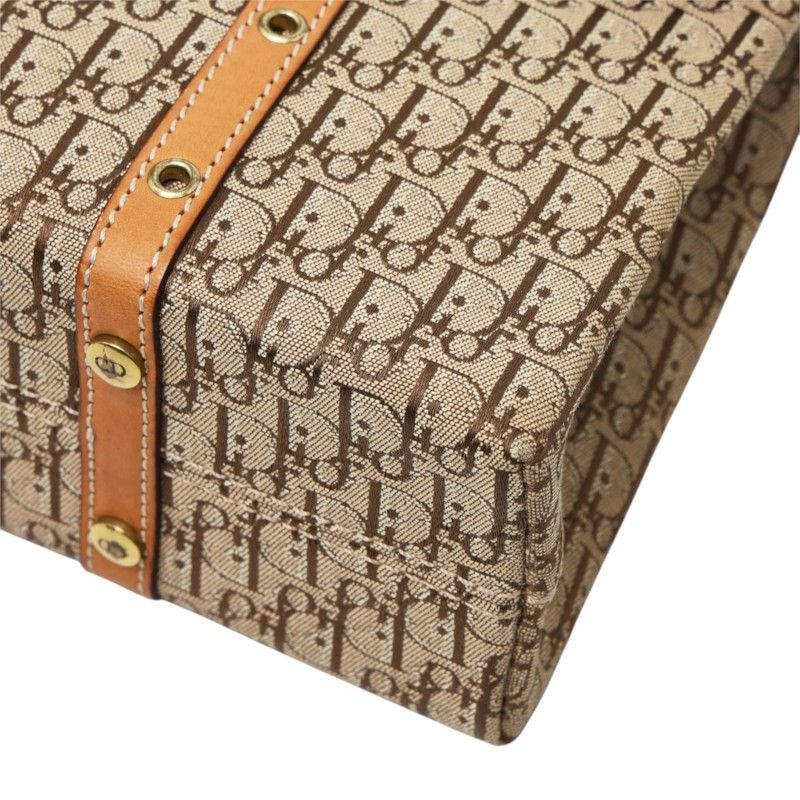 Dior Trotter Street Chic Shoulder Bag Beige Brown Canvas Leather — view 4