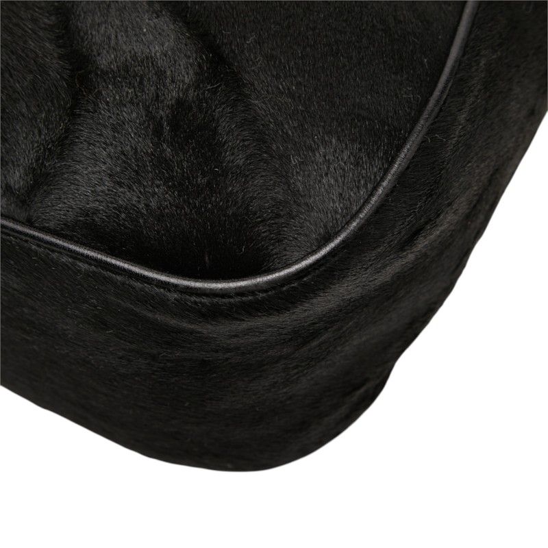 Fendi FF Logo Bag Black Calf Hair Leather — view 6