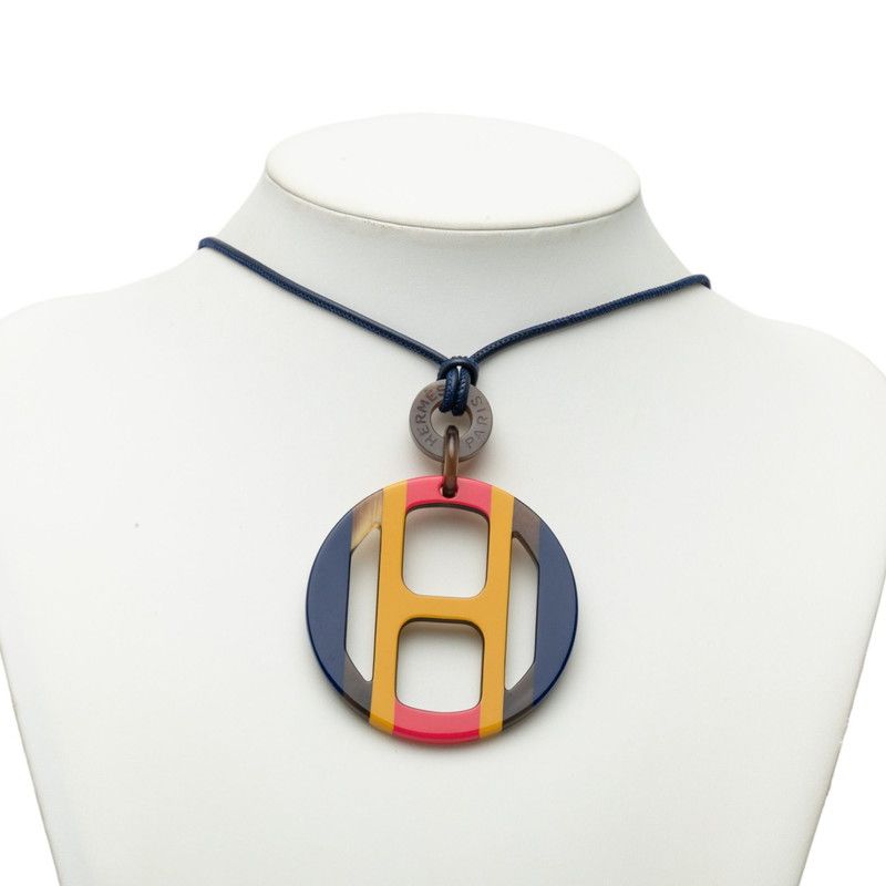 Hermes H Equipe Necklace Multicolor Buffalo Horn — view 6