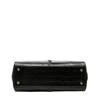 Saint Laurent Logo Croco Embossed Handbag Black Leather — view 3