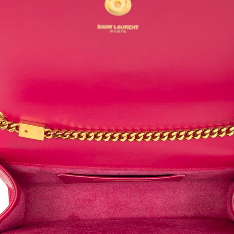 Saint Laurent YSL Logo Kate Crossbody Chain Shoulder Bag Pink Leather — view 5