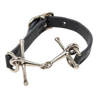 Hermes Mall Bracelet T2 Silver Black Metal Leather