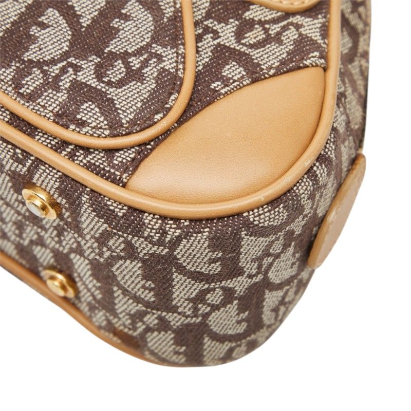 Dior Trotter Double Saddle Handbag Beige Canvas Leather — view 4