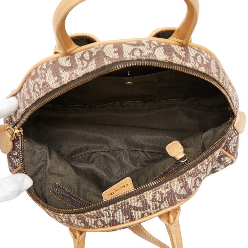 Dior Trotter Double Saddle Handbag Beige Canvas Leather — view 8