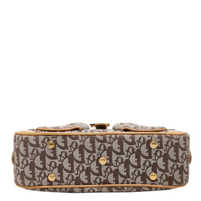 Dior Trotter Double Saddle Handbag Beige Canvas Leather — view 3
