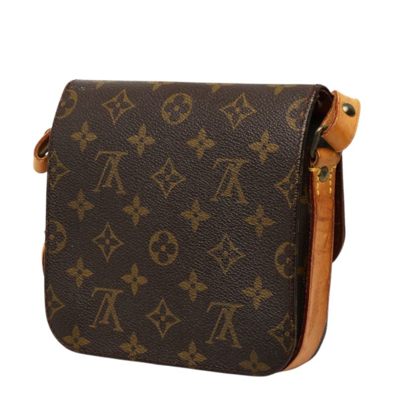 Louis Vuitton Monogram Mini Cartouchiere Crossbody Shoulder Bag Brown Leather — view 2