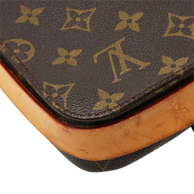 Louis Vuitton Monogram Mini Cartouchiere Crossbody Shoulder Bag Brown Leather — view 7