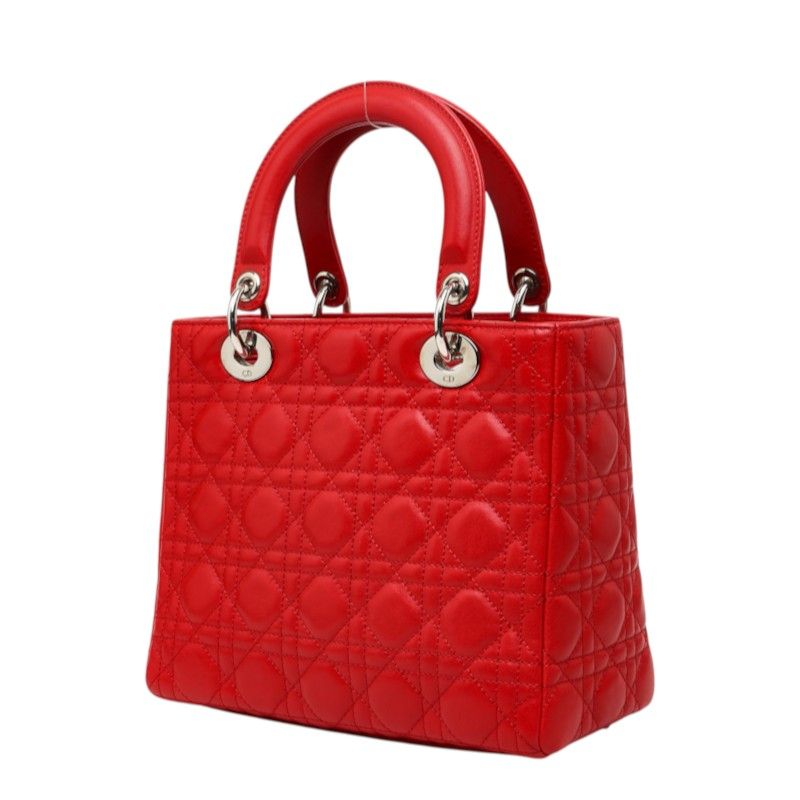 Dior Cannage Lady Dior 2-Way Shoulder Bag Red Leather — view 2