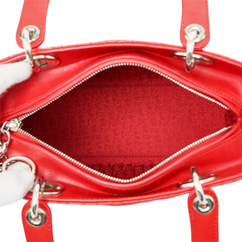 Dior Cannage Lady Dior 2-Way Shoulder Bag Red Leather — view 8