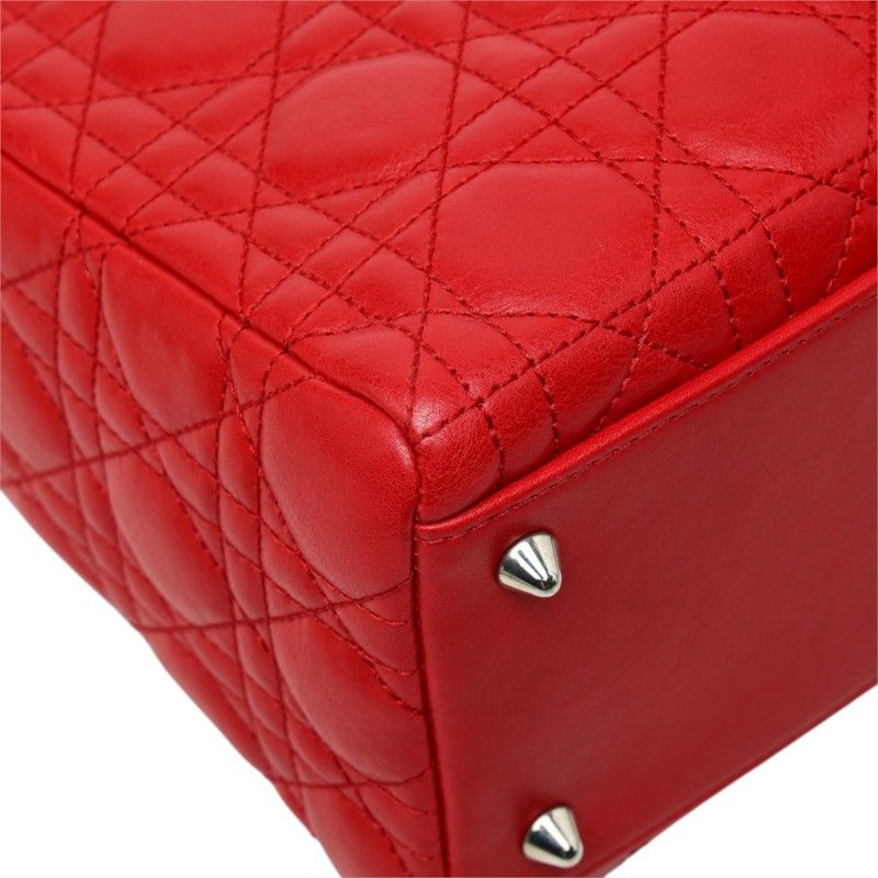 Dior Cannage Lady Dior 2-Way Shoulder Bag Red Leather — view 5