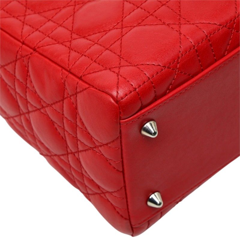 Dior Cannage Lady Dior 2-Way Shoulder Bag Red Leather — view 7
