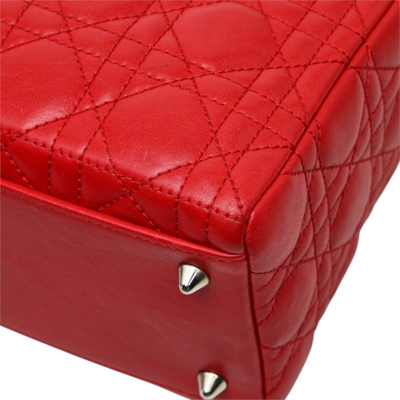 Dior Cannage Lady Dior 2-Way Shoulder Bag Red Leather — view 6