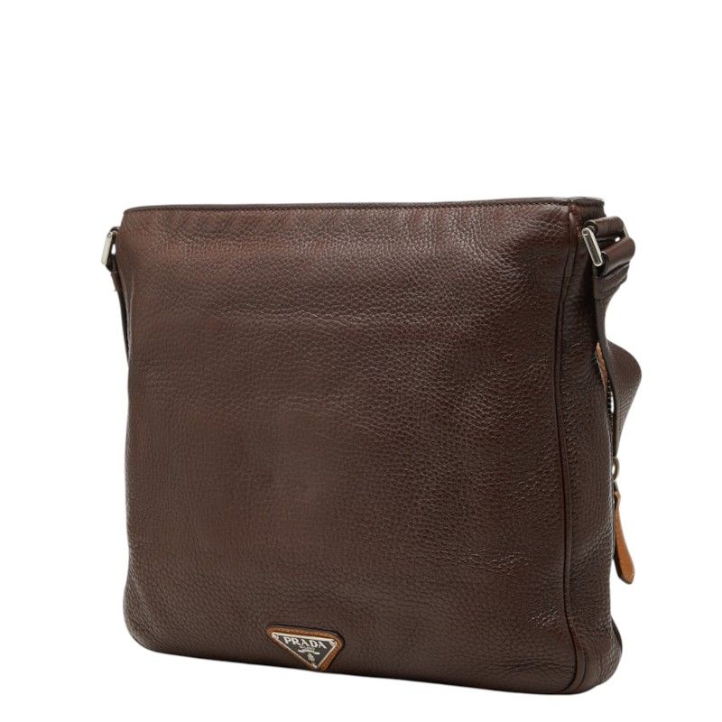 Prada Crossbody Shoulder Bag Brown Camel Leather — view 2