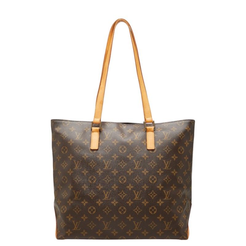 Louis Vuitton Monogram Cabas Mezzo Tote Shoulder Bag Brown Leather