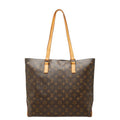 Louis Vuitton Monogram Cabas Mezzo Tote Shoulder Bag Brown Leather