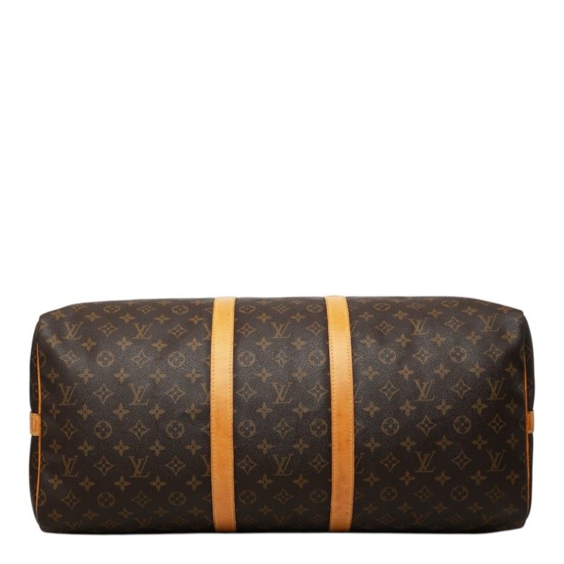 Louis Vuitton Monogram Keepall Bandouliere 55 Boston Bag 2-Way Brown Leather — view 3