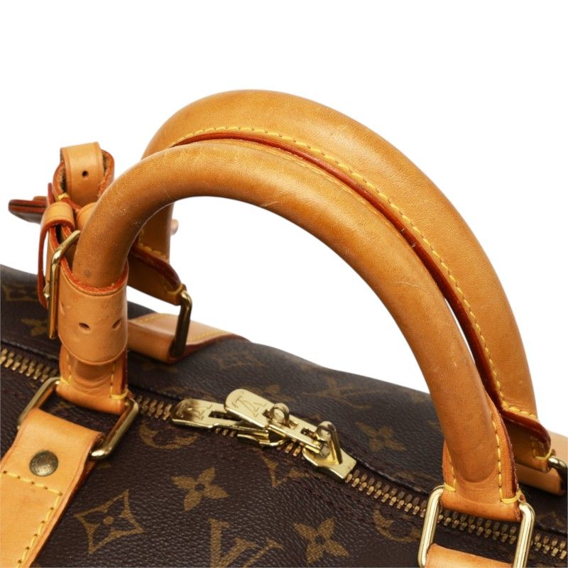 Louis Vuitton Monogram Keepall Bandouliere 55 Boston Bag 2-Way Brown Leather — view 8