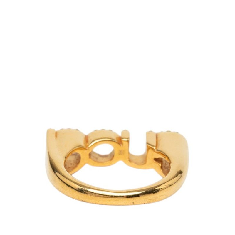Gucci Logo Ring S Gold Plated Rhinestone — view 3