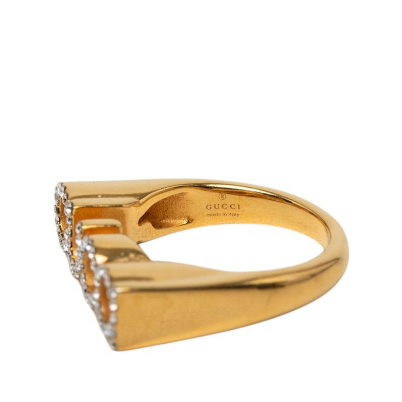 Gucci Logo Ring S Gold Plated Rhinestone — view 5